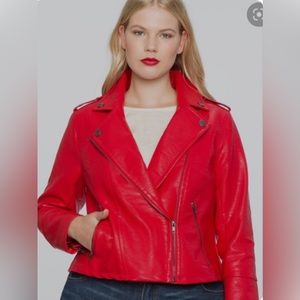 Red Faux Leather Jacket